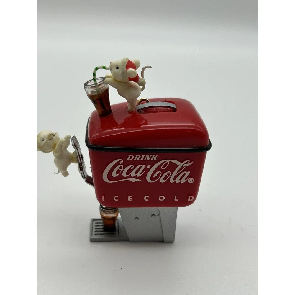 COCA-COLA 1990 Enesco CHRISTMAS ORNAMENT HAPPY MICE HAVE A COKE AND A SMILE Vtg